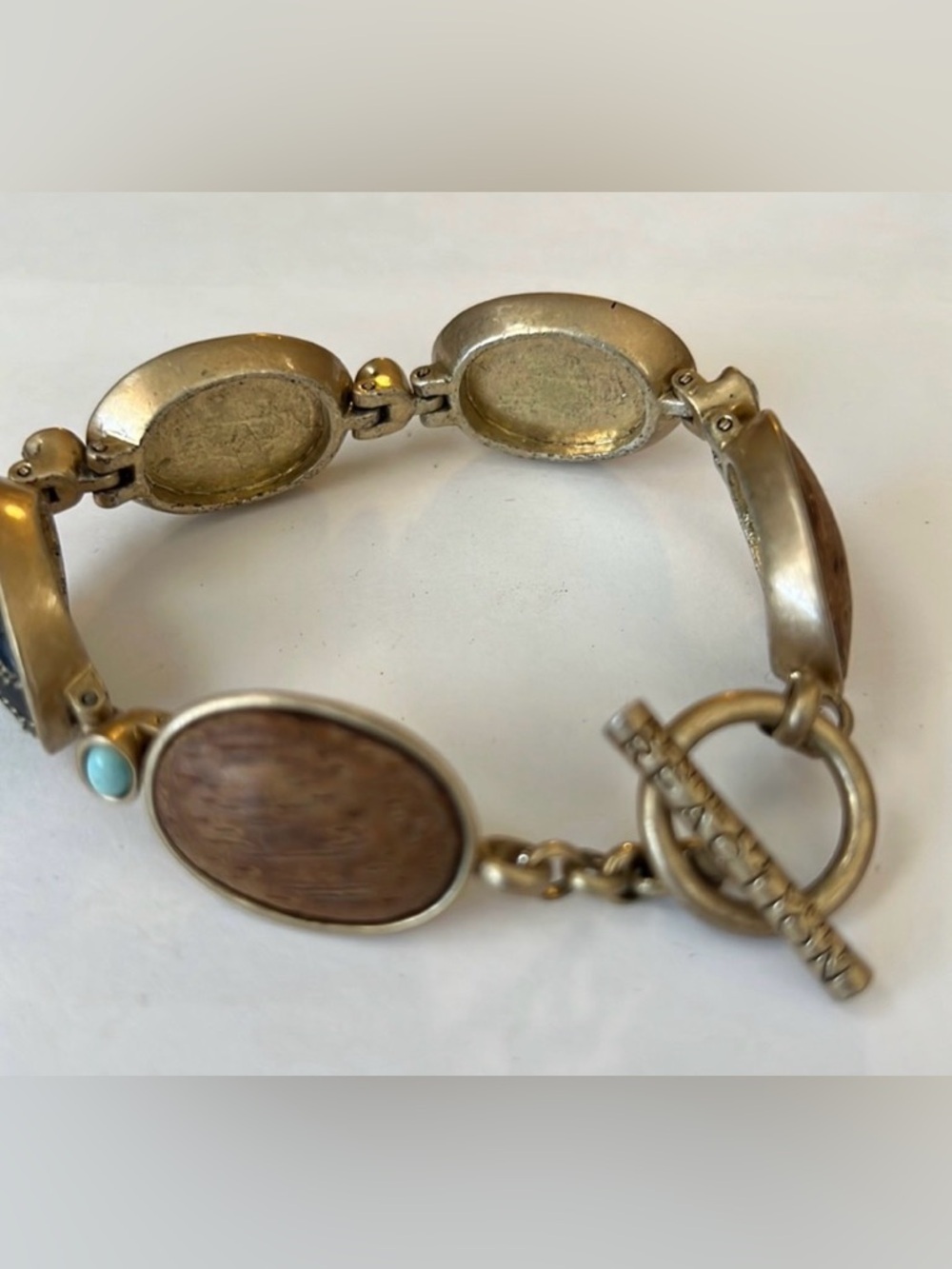 Kenneth Cole Gold and Wooden Brown Bracelet - Picture 2 of 2